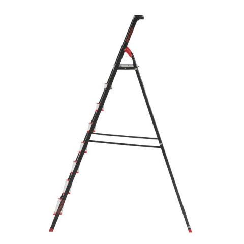 Стремянка 8 ступеней, лоток для инвентаря, стальной профиль, высота верхней ступени 1720 мм, 527х1437х2221мм, 150кг INTERTOOL LT-0058