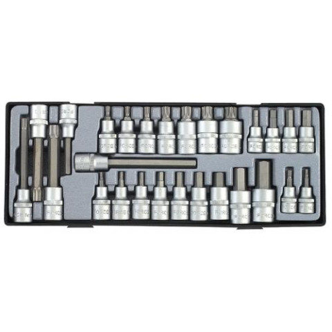 3/8", 1/2" Набор головок-бит 6-гр. (HEX) и Spline 27 пр. (в ложементе)