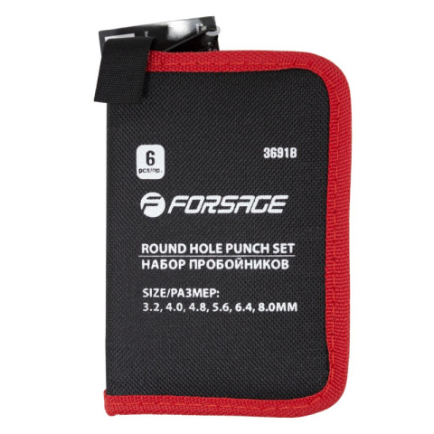 Набор пробойников 6пр. (3.2, 4, 4.8, 5.6, 6.4, 8мм),в сумке Forsage F-3691B