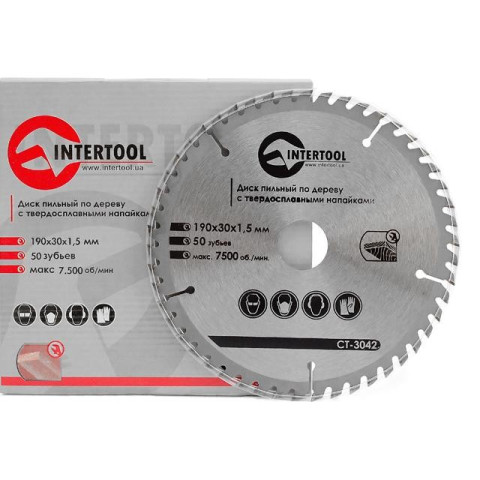 Диск пильный по дереву с твердосплавными напайками INTERTOOL CT-3042