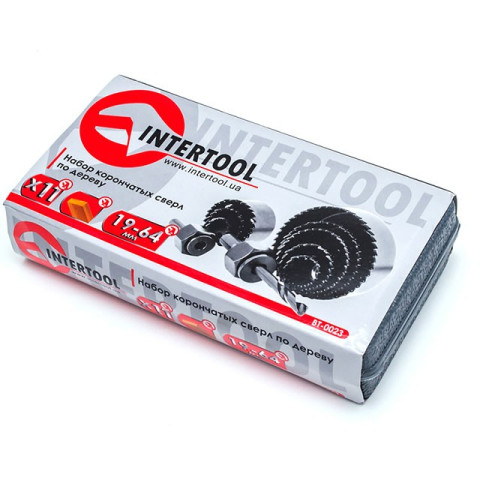 Набор корончатых сверл по дереву INTERTOOL BT-0023