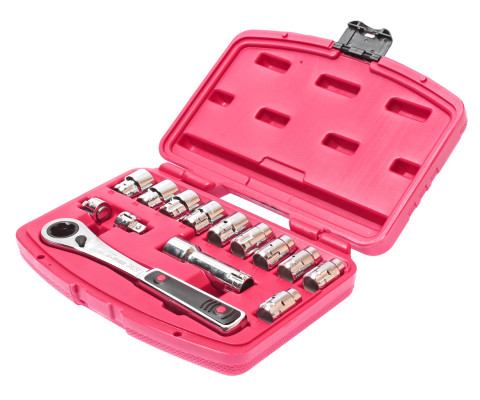 Набор головок со сквозным отверстием 1/4", 3/8" 14ед