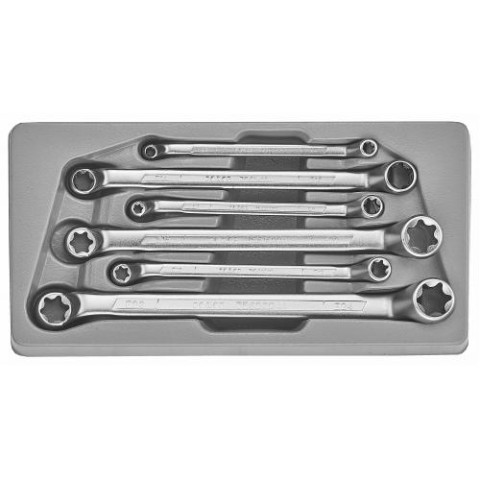 Набор ключей накидных Е-профиль (Torx) отогнутых на 75° 6 пр. (Е6-Е24) (FORCE 5065)