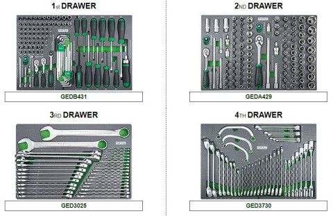 Тележка с инструментом для автосервиса TOPTUL (Pro-Plus) 8 секций 448ед. серая GE-44803