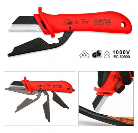 Нож для снятия изоляции с пяткой TOPTUL 1000V VDE SFAC5018V4