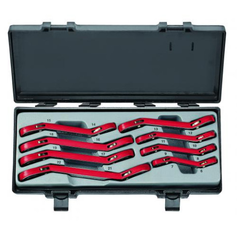 Набор ключей трещоточных накидных, отогнутых на 15° 8 пр. (6-22 мм) (код 50811)