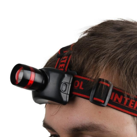 Фонарь налобный светодиодный сверхмощный, три режима работы, 3 Вт, батарейки 3 ААА. INTERTOOL LB-0303