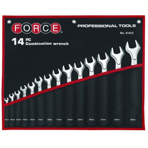 Набор ключей рожково-накидных на полотне 14 пр. (10-32 мм)