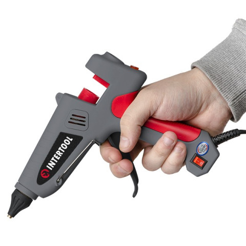 Пистолет клеевой 100(300)Вт, 230В, 215-230°C под стержни 10.8-11.5мм, 13-30 г/мин., выключатель INTERTOOL RT-1106