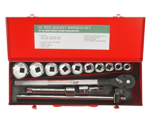 Набор головок торцевых 3/4" 22-50мм 15ед.12гр.