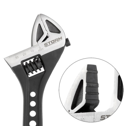 Ключ разводной 300мм кованный, рукоятка TPR, HRC 40~50, Cr-V STORM INTERTOOL XT-0085