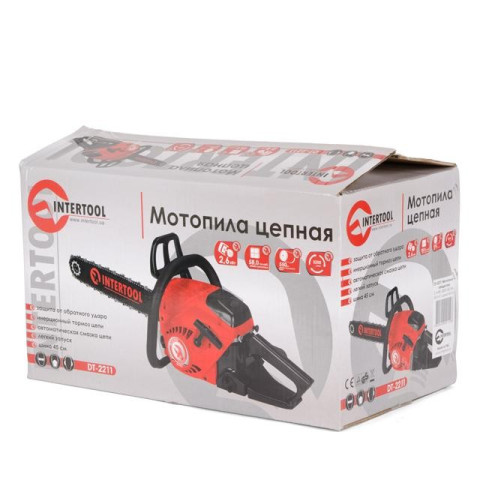Бензопила (мотопила) цепная, 2.6кВт, объем 58 cм3, шина 45 см, цепь 0.325" INTERTOOL DT-2211
