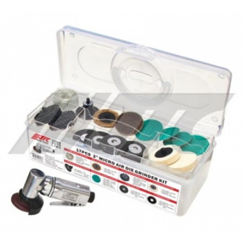 Машинка шлифовальная пневматическая 2" с комплектом аксессуаров 17ед.