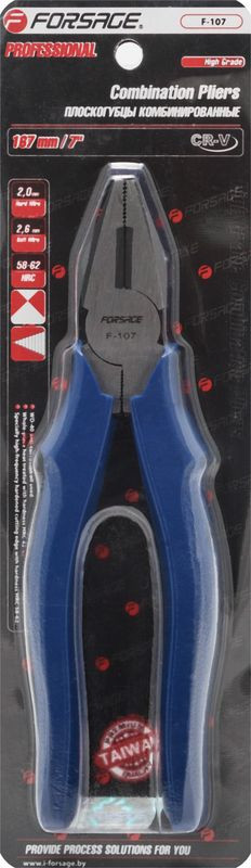 Плоскогубцы многофункциональные "Profi" 7"-167мм CR-V (толщина металла: медь - 2.6мм, сталь - 2мм), в блистере Forsage F-107