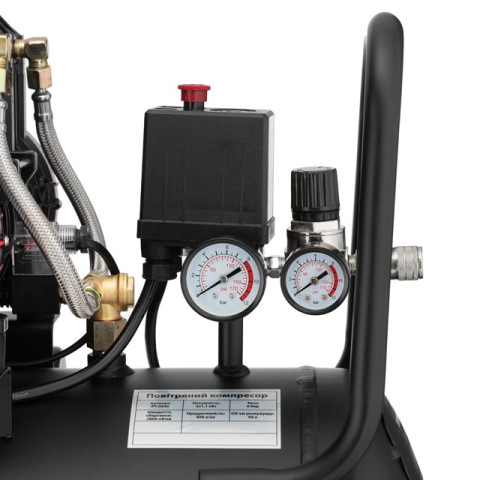 Компрессор 50 л, 2x1.1кВт, 220В, 8атм, 400 л/мин, 2800 об/мин, безмасляный, 4 цилиндра INTERTOOL PT-0030