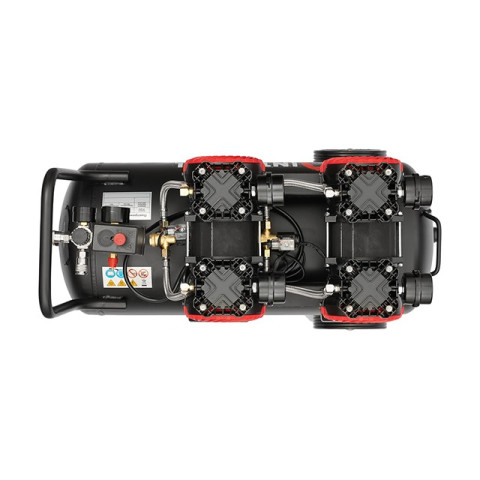 Компрессор 50 л, 2x1.1кВт, 220В, 8атм, 400 л/мин, 2800 об/мин, безмасляный, 4 цилиндра INTERTOOL PT-0030