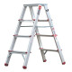 Стремянка алюминиевая двухсторонняя 4 ступени, высота 880мм INTERTOOL LT-1104