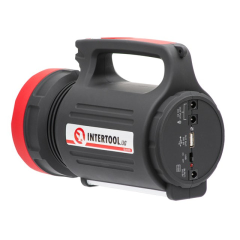 Фонарь аккумуляторный 1LED 5W+22 SMD, выносная солнечная панель, выносные 2 led лампы, кабель для зарядки телефона-планшета INTERTOOL LB-0105