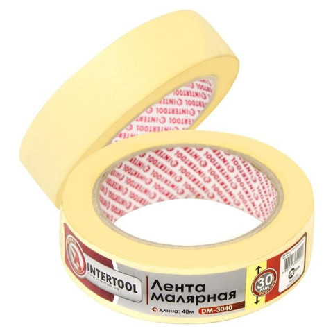 Лента малярная (крепп) желтая, ширина 30 мм, длина 40 м INTERTOOL DM-3040