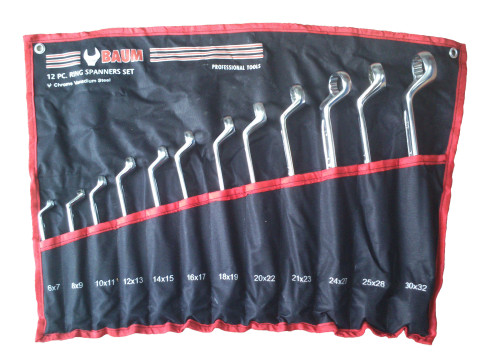 Набор ключей накидных отогнутых на 75° на полотне 12 пр. (6-32 мм) (код 20-12M)