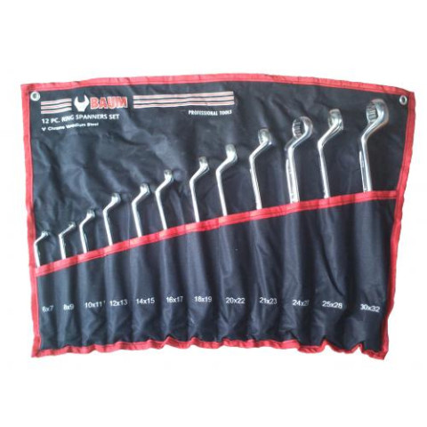 Набор ключей накидных отогнутых на 75° на полотне 12 пр. (6-32 мм) (код 20-12M)