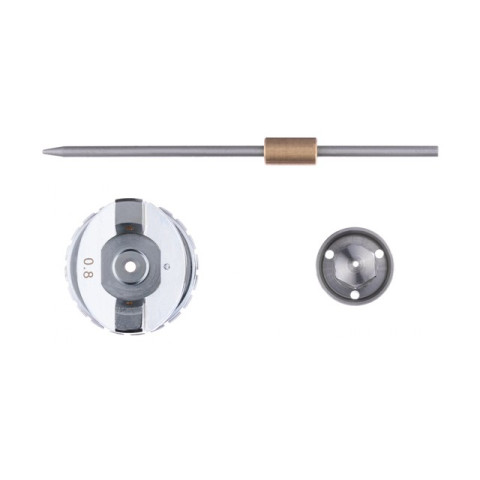 Комплект форсунки 0.8мм для краскопульта LVMP mini PT-0129 (дюза, воздушная головка, игла) INTERTOOL PT-2107