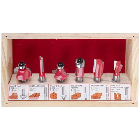 Набор фрез по дереву в деревянном кейсе INTERTOOL HT-0072