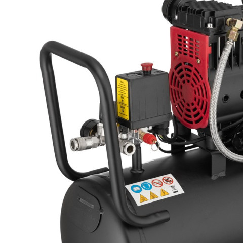 Компрессор 24 л, 1.1кВт, 220В, 8атм, 160 л/мин, 1400 об/мин, малошумный, безмасляный, 2 цилиндра INTERTOOL PT-0026