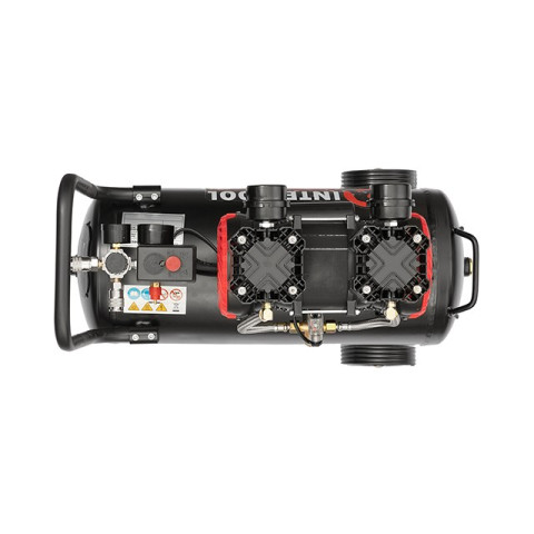 Компрессор 24 л, 1.1кВт, 220В, 8атм, 200 л/мин, 2800 об/мин, безмасляный, 2 цилиндра INTERTOOL PT-0029