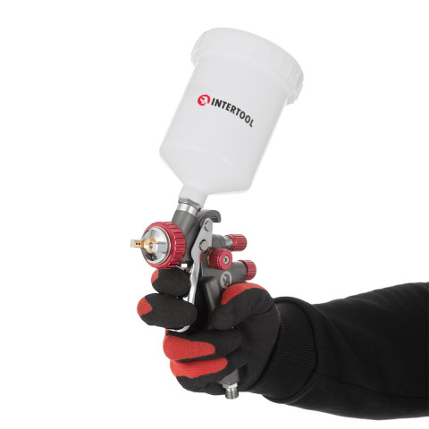 Краскопульт пневматический LVLP TEFLON профессиональный, форсунка 1.8мм, верхний пластиковый бачок 600мл., 1.5бар, STORM INTERTOOL PT-0148