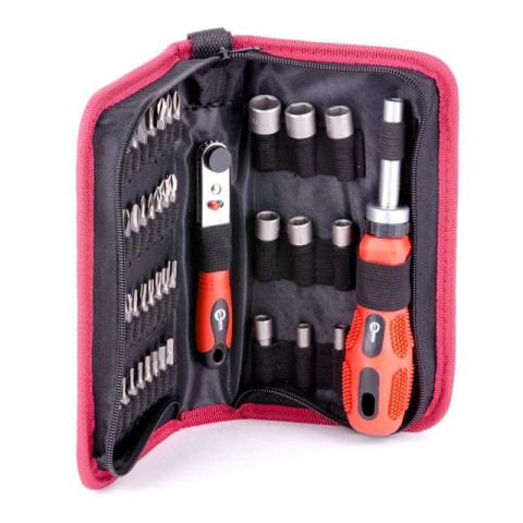 Отвертка реверсивная с комплектом насадок и трещеткой INTERTOOL VT-1048