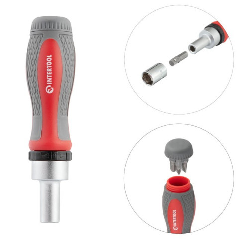 Отвертка реверсивная с комплектом насадок и головок 38 ед, STORM INTERTOOL VT-3638