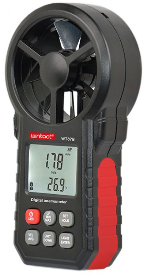 Анемометр крыльчатый USB, Bluetooth 0,3-30м/с, -10-45°C WINTACT WT87B