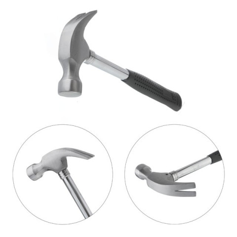 Молоток столярный с гвоздодером 450г. с металлической ручкой INTERTOOL HT-0224