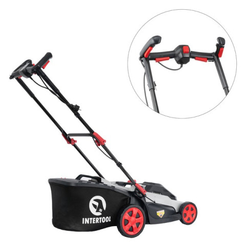 Газонокосилка электрическая 1800Вт, 230В, 3200об/мин, ширина захвата 400мм, высота среза 25-75мм, контейнер 40 литров INTERTOOL DT-2265