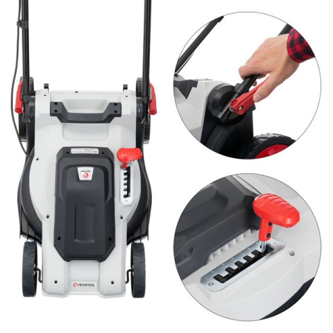 Газонокосилка электрическая 1800Вт, 230В, 3200об/мин, ширина захвата 400мм, высота среза 25-75мм, контейнер 40 литров INTERTOOL DT-2265