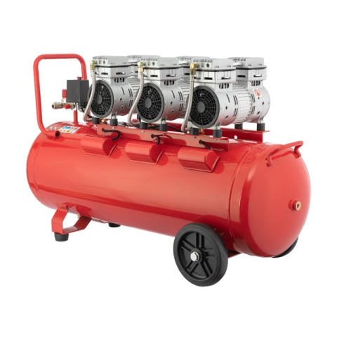 Компрессор 100л, 3х0.75кВт, 220В, 8атм, 415 л/мин, малошумный, безмасляный, 6 цилиндров INTERTOOL PT-0024