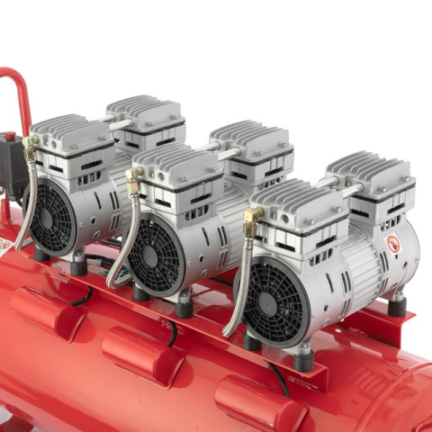 Компрессор 100л, 3х0.75кВт, 220В, 8атм, 415 л/мин, малошумный, безмасляный, 6 цилиндров INTERTOOL PT-0024