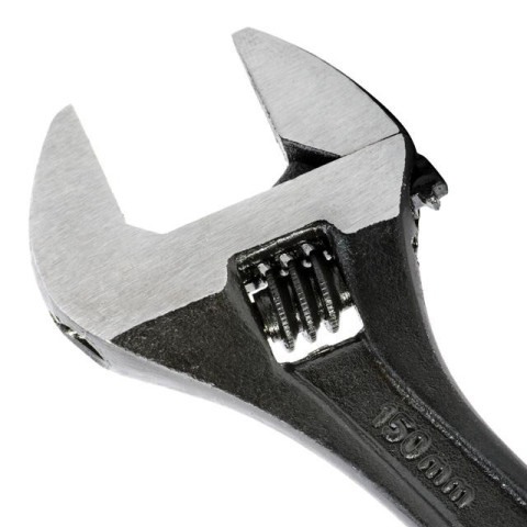 Ключ разводной 150мм, Cr-V, черный, фосфатированный, с полированной головкой INTERTOOL XT-0056