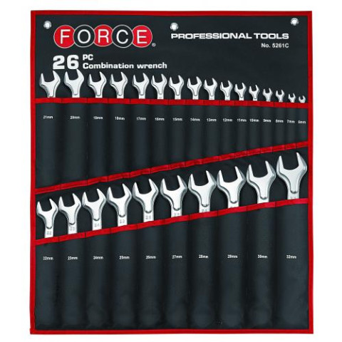 Набор ключей рожково-накидных на полотне 26 пр. (6-32 мм)