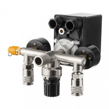 Прессостат 380В(блок автоматики компрессора) 10 bar в сборе, (прессостат, редуктор, 2 манометра, предохранительный клапан, два выхода) INTERTOOL PT-9097