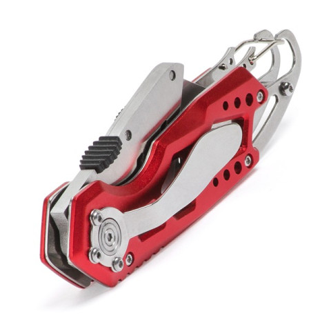 Нож строительный складной с трапециевидным лезвием, SK5, алюминиевая рукоятка, карабин INTERTOOL HT-0531