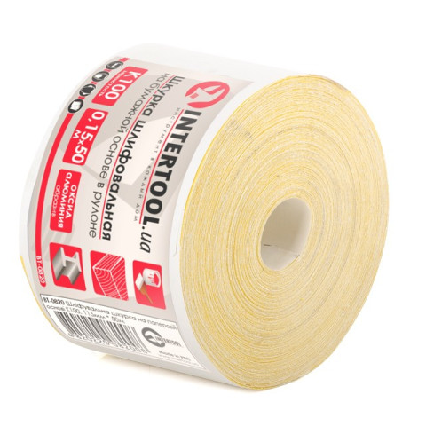 Шлифовальная шкурка на бумажной основе К100, 115мм*50м. INTERTOOL BT-0820