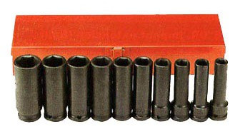 1/2" Набор головок 6-гр. глубоких ударных 10 пр. (3/8" - 15/16") (код 4107S)
