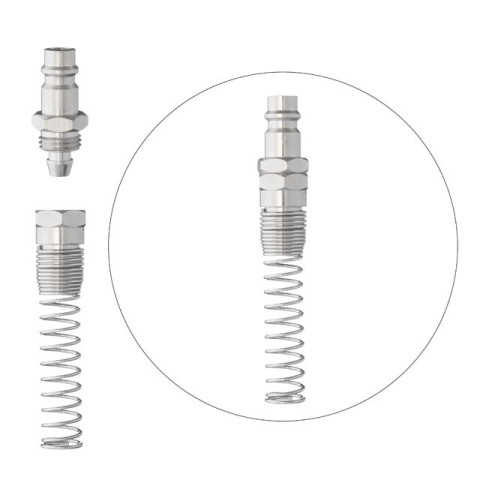 Переходник с пружиной со спирального или прямого шланга 6,5х10 мм на ответную часть быстроразъемного соединения INTERTOOL PT-1836