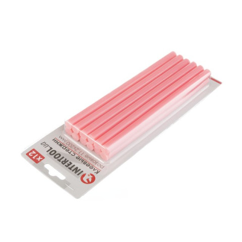 Комплект розовых клеевых стержней 11.2мм*200мм, 12шт. INTERTOOL RT-1046