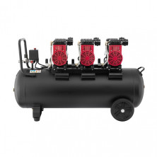 Компрессор 100 л, 3x1.1кВт, 220В, 8атм, 480 л/мин, 1400 об/мин, малошумный, безмасляный, 6 цилиндров INTERTOOL PT-0028