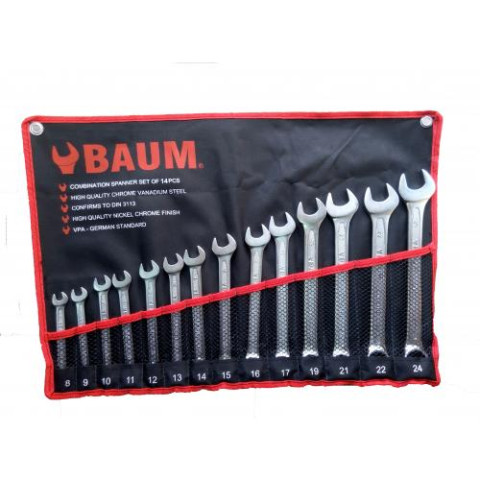 Набор ключей рожково-накидных на полотне 14 пр. (6-32 мм)