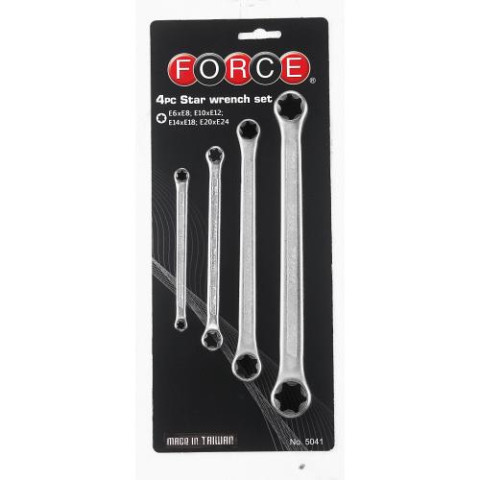 Набор ключей накидных Е-профиль (Torx) 4 пр. (Е6-Е24) (FORCE 5041)
