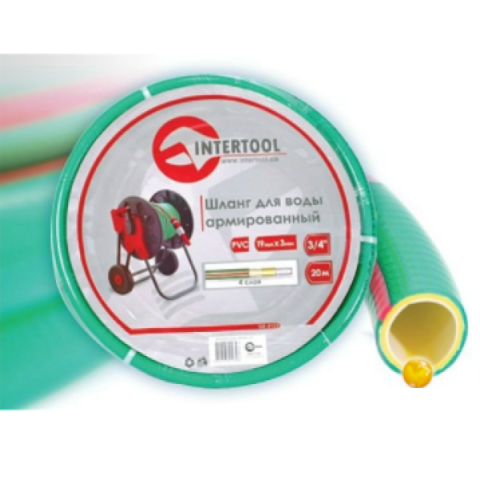 Шланг для воды 4-х слойный 3/4", армированный, PVC INTERTOOL GE-4129